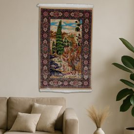   Dywan jedwabny Motyw Ogrodowy beżowy 80x120 perski dywan z jedwabiu wiskozowego