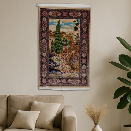 Dywan jedwabny Motyw Ogrodowy beżowy 80x120 perski dywan z jedwabiu wiskozowego