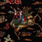 Dywan jedwabny Polowanie niebieski 100x150 irański dywan z jedwabiu wiskozowego