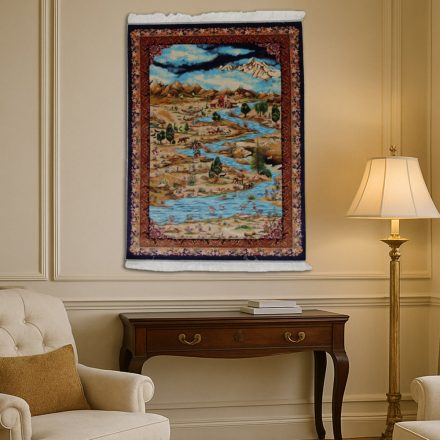 Dywan jedwabny Nazhivan beżowy 100x150 perski dywan z jedwabiu wiskozowego