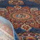 Dywan jedwabny Gazelle ciemnoniebieski 150x225 irański dywan z jedwabiu wiskozowego