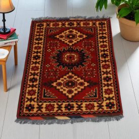   Dywan Afgan wełniany Caucasian Kargai 59x91 ręcznie wiązany dywan orientalny