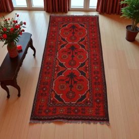 Dywan Afgan wełniany Caucasian 52x143 ręcznie wiązany dywan orientalny