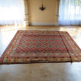   Extra duży dywan kilim 404x814 ręcznie tkany wełniany kilim afgański