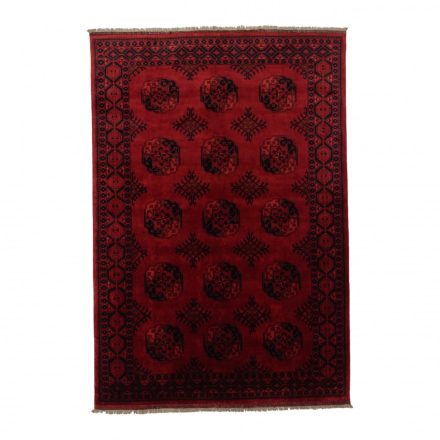 Dywan Afgan wełniany burgund 204x297 ręcznie wiązany dywan tradycyjny