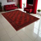 Dywan Afgan wełniany burgund 207x301 ręcznie wiązany dywan tradycyjny