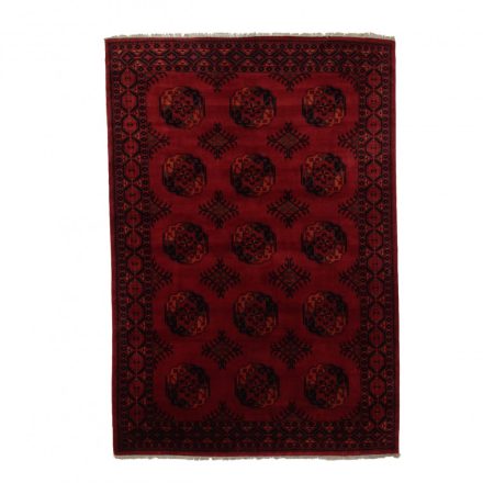 Dywan Afgan wełniany burgund 207x301 ręcznie wiązany dywan tradycyjny