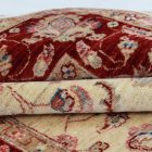 Ziegler dywan wełniany beżowy-bordowy 151x201 ręcznie wiązany klasyczny dywan