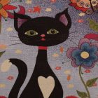 Poduszka dekoracyjna fioletowa 45x45 cm – Kotka o północy