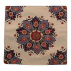 Poduszka dekoracyjna kremowa 45x45 cm – Niebieska rozeta