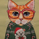 Poduszka dekoracyjna szałwiowa 45x45 cm – Świąteczna kotka