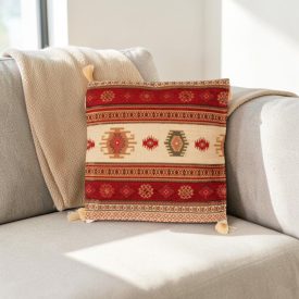 Poduszka dekoracyjna bordowa 45x45 cm – Nomadyczne pasy