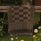 Elegancki szal męski damski 215x105 szary-czarny z autentycznym wzorem