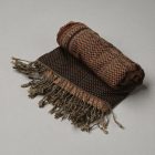 Elegancki szal damski męski 215x105 brązowy z autentycznym wzorem