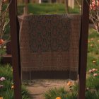 Elegancki szal damski męski 215x105 brązowy z autentycznym wzorem