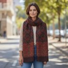 Elegancka chusta 215x105 fioletowo-niebieska cienka damska chusta