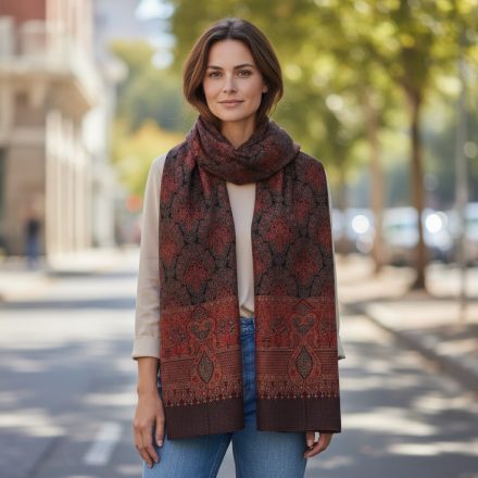 Elegancka chusta 215x105 fioletowo-niebieska cienka damska chusta