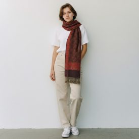   Elegancka chusta fioletowo-zielona 215x105 cienka damska chusta