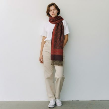 Elegancka chusta fioletowo-zielona 215x105 cienka damska chusta