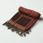 Chusta z orientalnym wzorem 215x105 fioletowo-brązowa bawełniana chusta