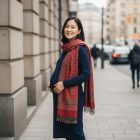 Duży szal bordowy 215x105 duży damski szal na ramiona