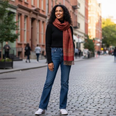 Szal damski czerwony 215x105 elegancka chusta damska na ramiona