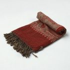 Szal szaro-bordowy 215x105 elegancki szal damski z bawełny