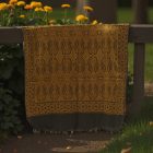 Szal czarno-złoty 215x105 duża damska chusta z bawełny