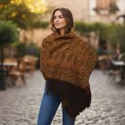 Szal czarno-złoty 215x105 elegancki damski szal z bawełny