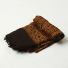 Szal czarno-złoty 215x105 elegancki damski szal z bawełny