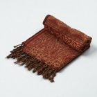 Elegancki damski szal 215x105 bordowo-beżowy z autentycznym wzorem