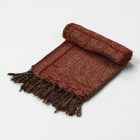 Elegancki szal damski 215x105 bordowo-beżowy z autentycznym wzorem