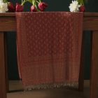 Elegancki szal damski 215x105 bordowo-beżowy z autentycznym wzorem