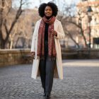 Elegancki szal damski 215x105 bordowy chusta bawełniana