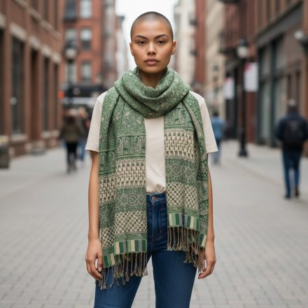 Elegancka chusta 215x105 zielona cienki szal damski męski