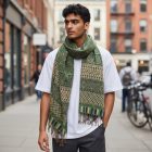 Elegancka chusta 215x105 zielona cienki szal damski męski