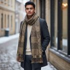 Elegancki szal ciemnozielony 215x105 cienki damski chusta