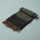 Szal orientalny 215x105 zielono-niebieski bawełniany chusta na ramiona