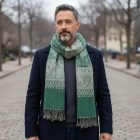 Szal orientalny 215x105 zielony bawełniany chusta na ramiona