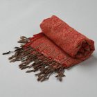 Chusta 215x105 duży czerwony damski szal z bawełny