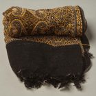 Elegancka chusta złoto-czarna 215x105 cienki szal damski