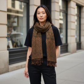 Duży szal ciemnozielony 215x105 duża chusta damska