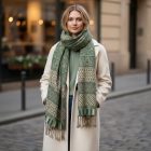 Duży szal zielony 215x105 duża chusta damska męska