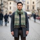 Duży szal zielony 215x105 duża chusta damska męska