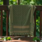 Duży szal zielony 215x105 duża chusta damska męska