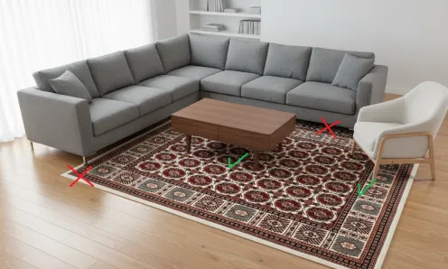 rozmieszczenie dywanów w salonie